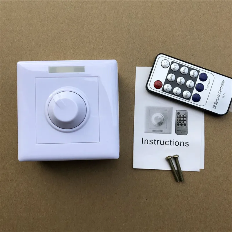 Ininput-Interruptor de atenuación para luces, regulador de brillo para ajuste de luces y controlador, CA de 110V/AC220V-240V, carcasa blanca de 300W, 1 piezas