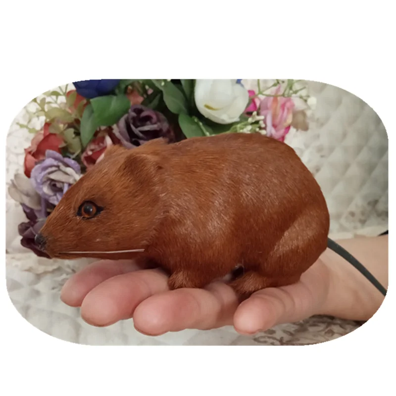 Simulation Brown Mouse Model Real Life Size 15x7cm Polyethylene & Furs Gift for Kids And Collectors