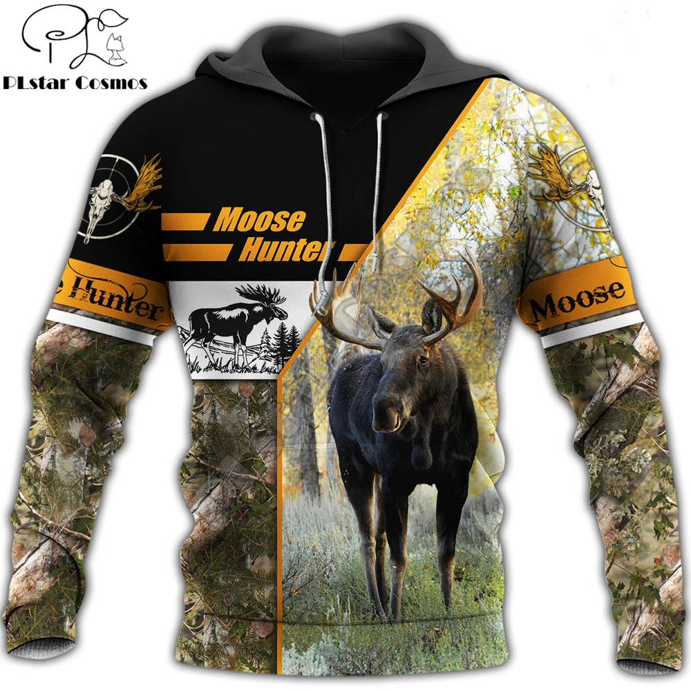 

3D Printed Moose Hunting Animal Hoodie Harajuku Autumn Sweatshirt Streetwear hoodies Unisex Casual jacket Tracksuits DW0104