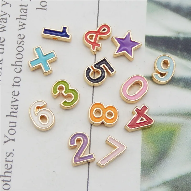 13PCS/Set Number 0-9 symbol Beads For Bracelet Jewelry DIY Accessories Enamel Charms Alloy Necklace Pendants Earrings Handmade