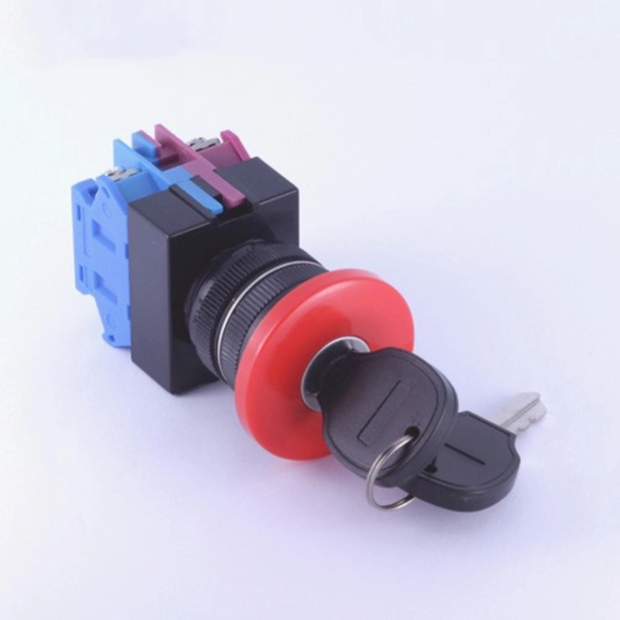ELEWIND 22mm Screw terminal 1NO1NC 2 Postition maintain  KEY Lock mushroom switch  BLACK  Cap color ( PB222-11YM/21 )