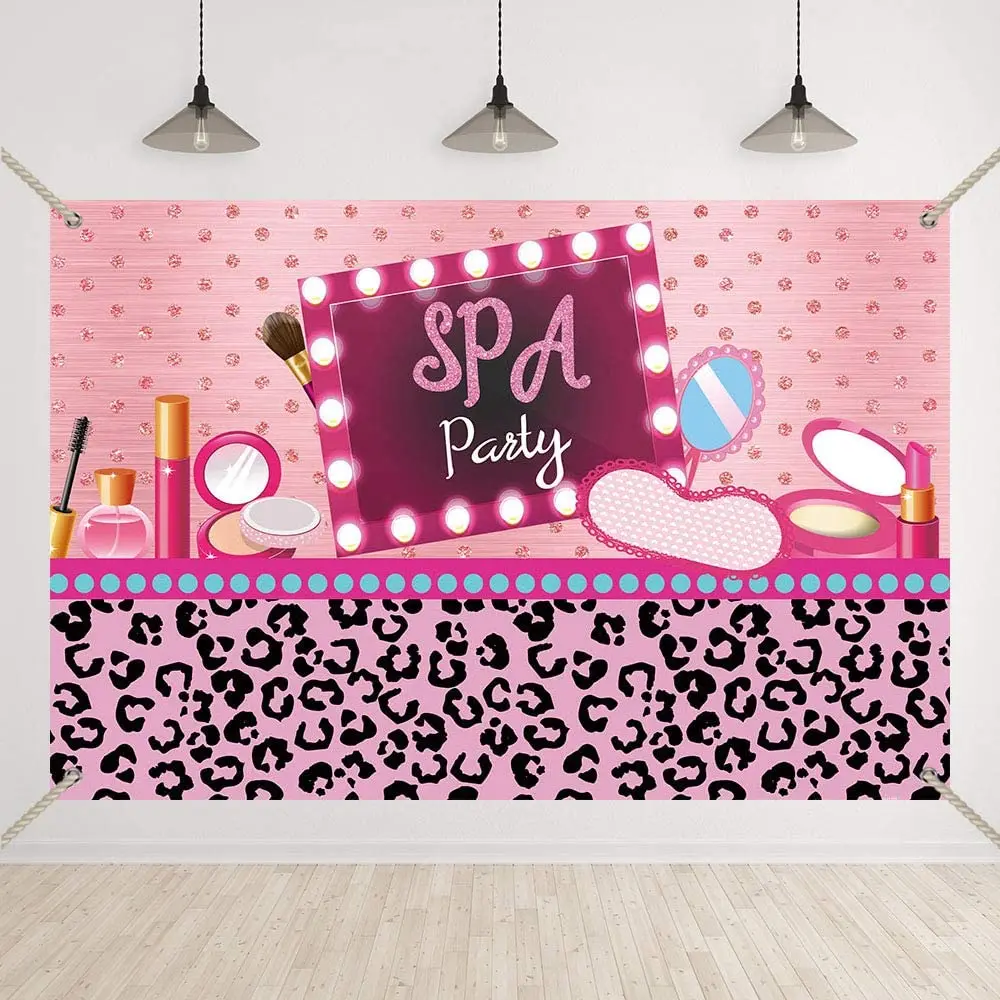 Pink Spa Party Photography Backdrop Girls Overnight Make Up Ball Sweet Birthday Party Decoration Background Banner Poster