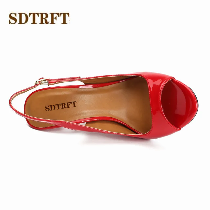 SDTRFT Slingbacks shoes woman 14cm thin heels zapatos mujer Crossdresser Peep Toe Pumps casual Stilettos Summer Sexy SM Sandals