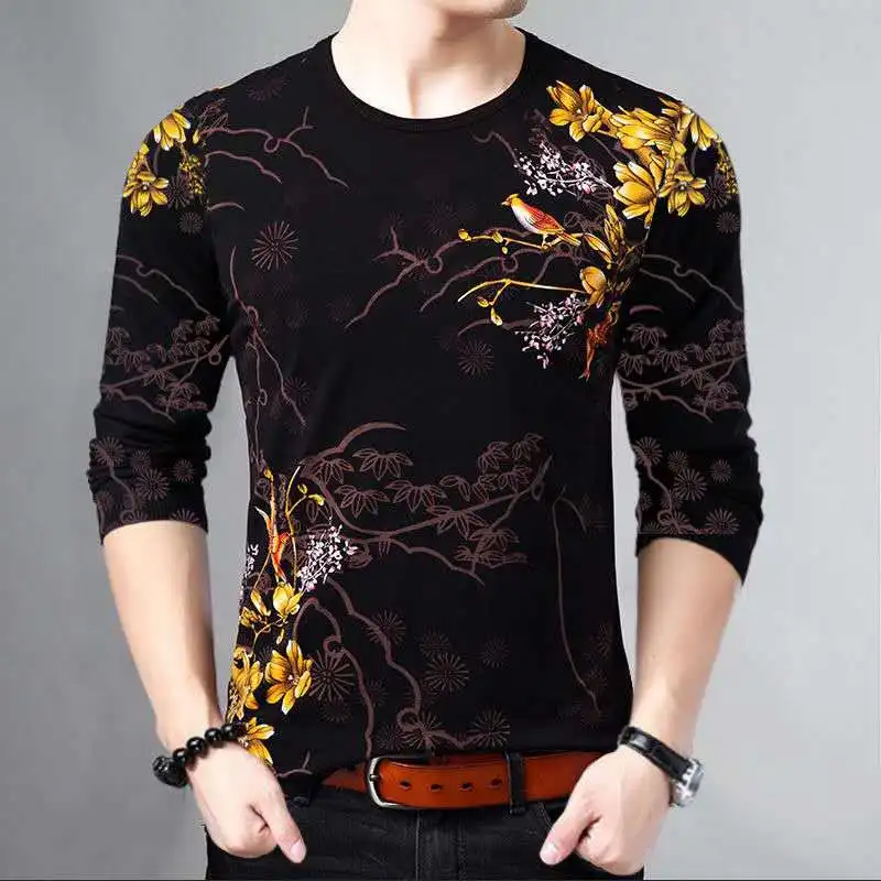 Camiseta de manga larga para hombre, ropa con estampado 3D de personalidad, estilo de tendencia, ropa para jóvenes y de mediana edad, M-4XL, nueva