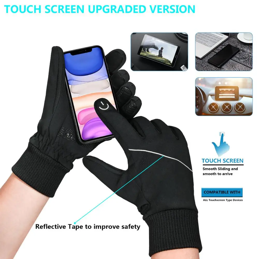 Moreok Winddicht Winter Handschoenen Running Handschoenen Touchscreen Antislip Bike Fietsen Handschoenen Warme Fleece Thermische Handschoenen Voor