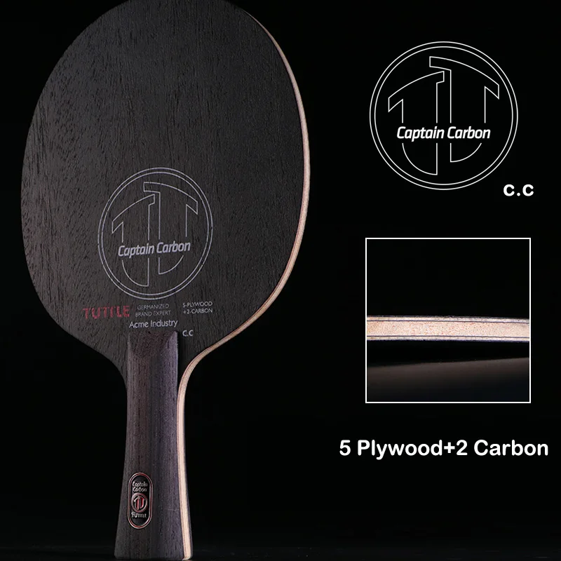 TUTTLE Captain Carbon Table Tennis Blade 5 Plywood 2 Carbon Ping Pong Paddle Pingpong Racket for Fast Attack with Loop