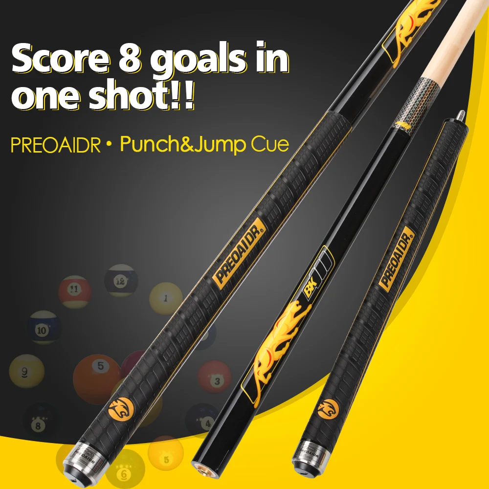 PREOAIDR 3142 S2 BK3 Break Cue Pool Punch Jump Cue 13mm Tip Billiard Stick Jump Cues Sport Handle 147cm Length Cue China