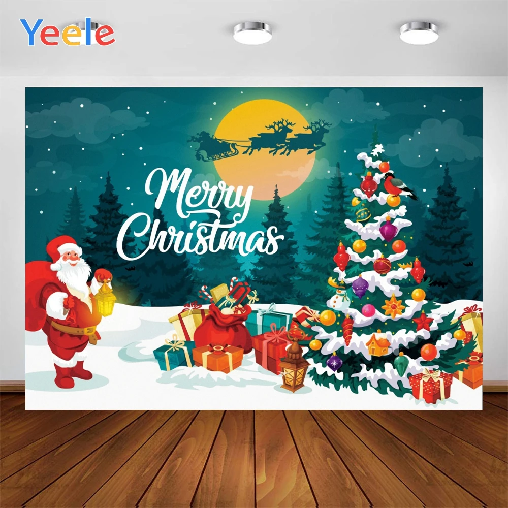 Yeeleการ์ตูนMerry Christmas Tree Santaของขวัญถ่ายภาพฉากหลังการถ่ายภาพสำหรับสตูดิโอถ่ายภาพProp