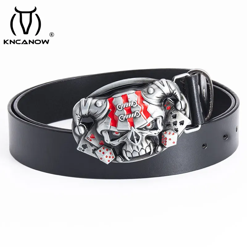 

Men's Genuine Leather Belt Fashion New Quality Alloy Buckle Clown Skull Punk Style Casual Fashion Brand Strap Man Gift Dropship