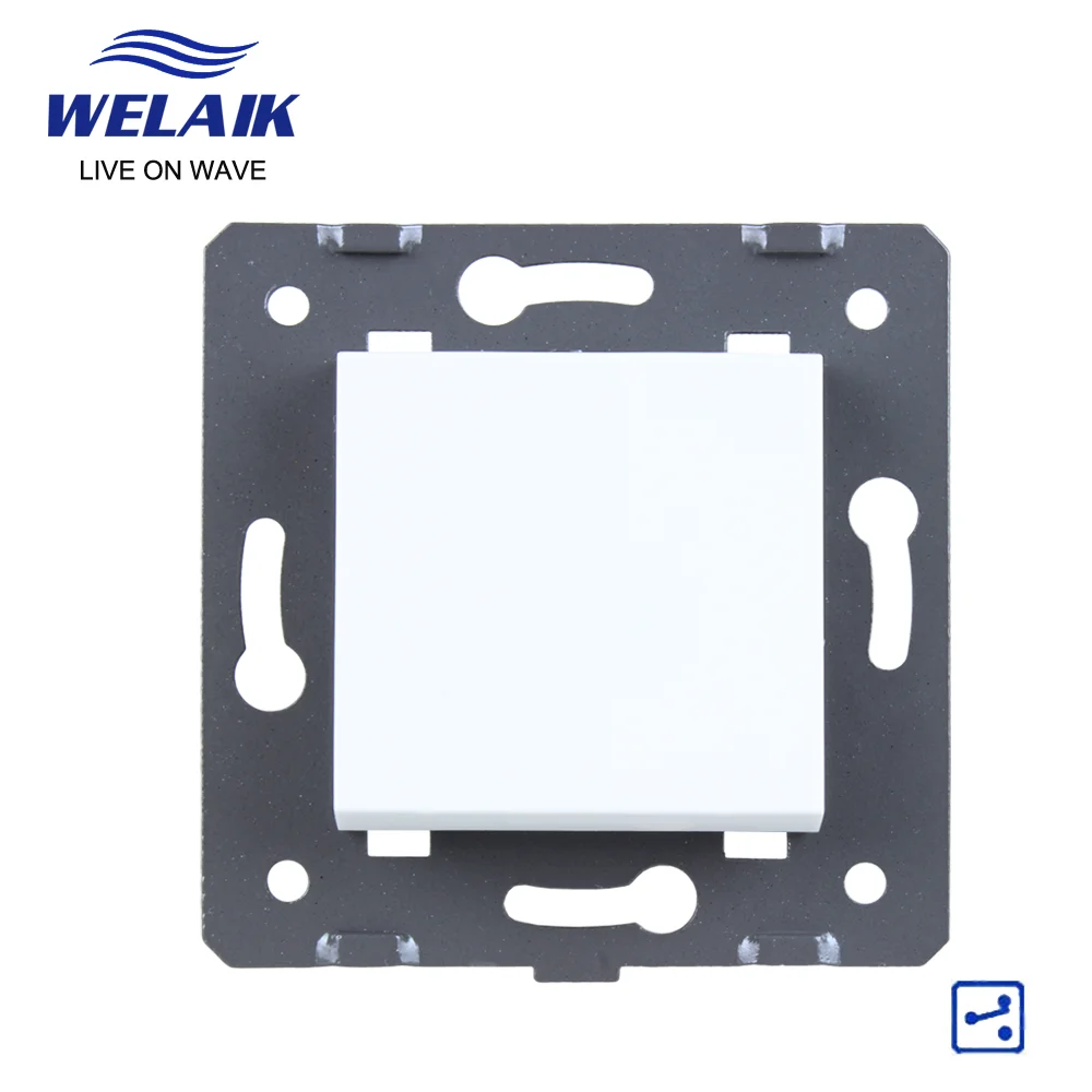 WELAIK EU  Push-Button Stairs 1Gang-2Way DIY Parts Wall Light-Switch-Crystal Glass-Panel A220V A712W