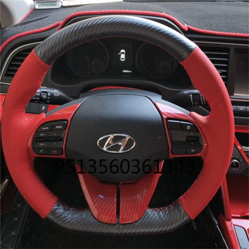 Suitable for Hyundai Tucson Lafesta Elantra Verna Mistra carbon fiber nubuck leather hand-sewn steering wheel cover