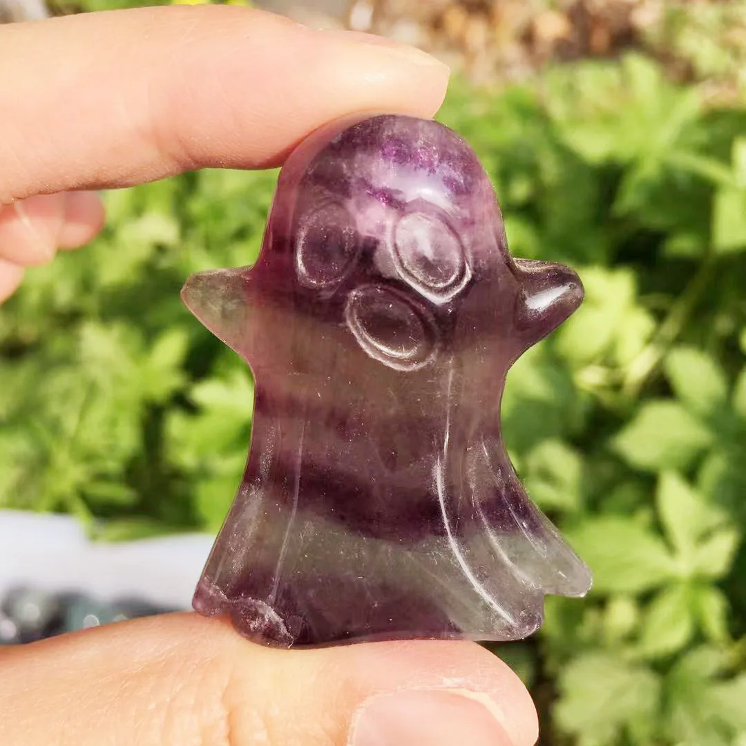 

1 pcs Natural Fluorite Ghost Carving Fluorite Ghost For Halloween