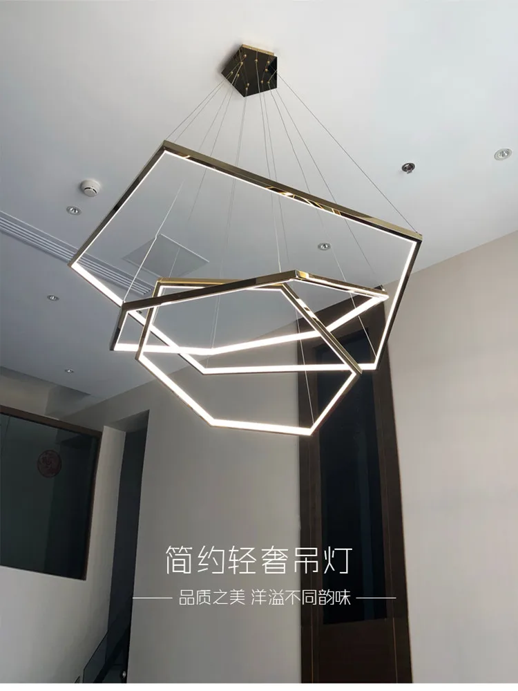 Simple modern clothing shop chandelier hexagonal living room lamp cross border new duplex loft chandelier