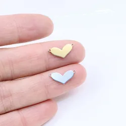 10pcs 15mm Wholesale Stainless Steel Heart Connector Charms Girl DIY Necklace Earrings Bracelets Unfading Colorless 2 Colors