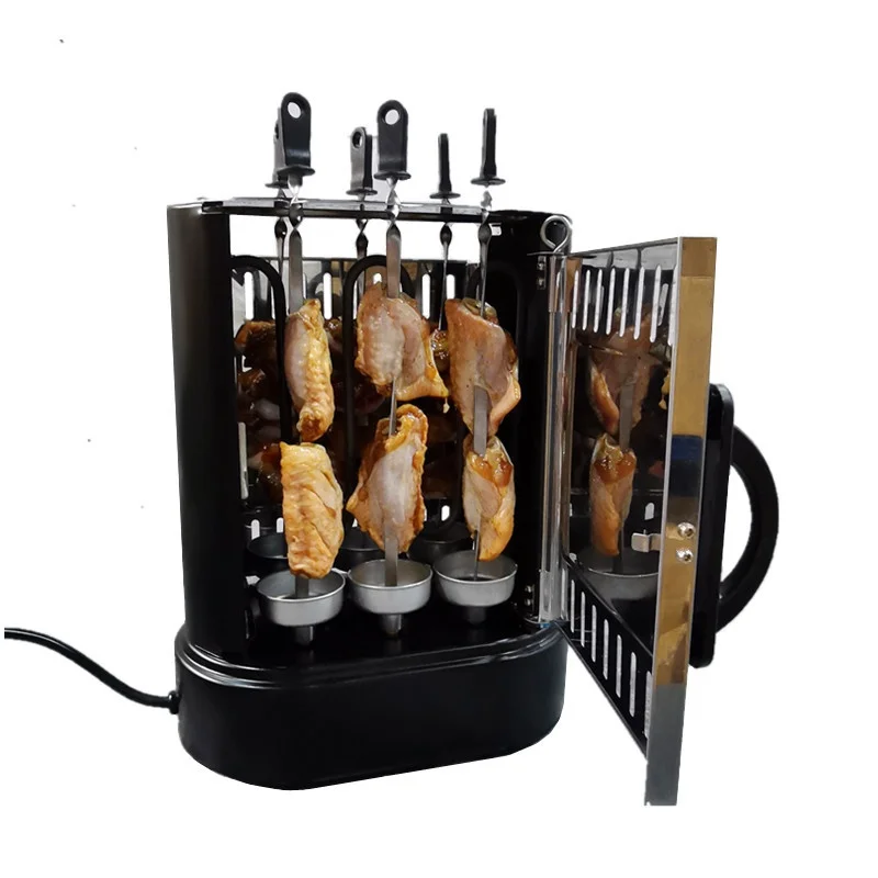 220V 1000W Smokeless Electric Grill Vertical  automatic rotary Rotisserie Meat BBQ Kebab Rotating Chiken Skewer Small Oven