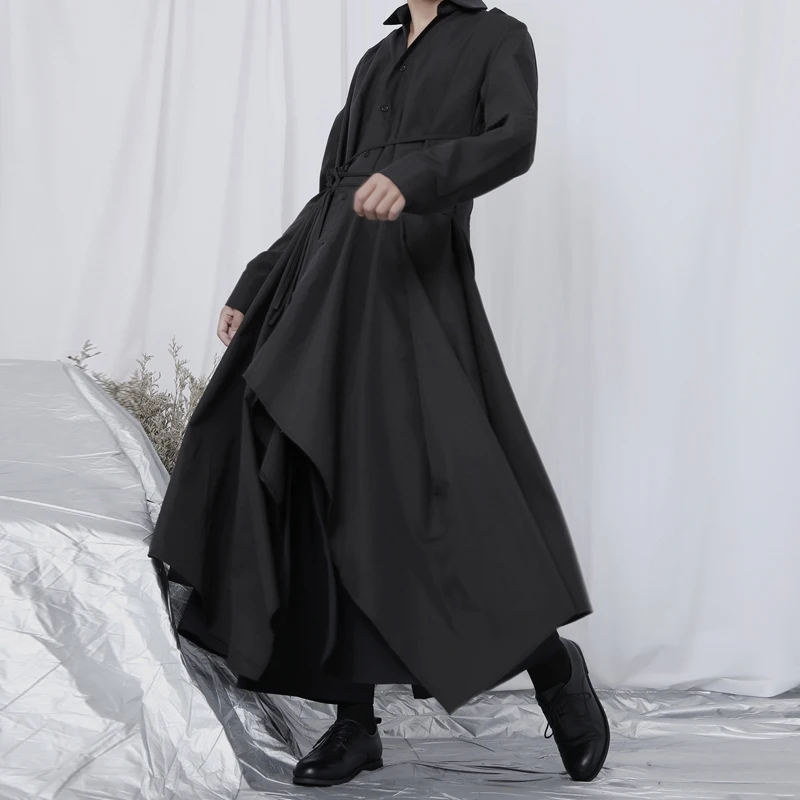 Men's Long-Sleeve Shirt Spring And Autumn New Japanese Yamamoto Style Dark Niche Design Fashion Off Large Size Shirt