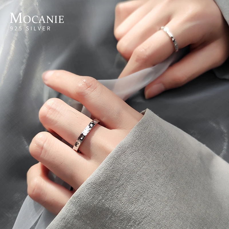 Modian New Simple Stackable Finger Ring for Unisex Fashion 925 Sterling Silver Irregular Geometric Ring Korea Style Fine Jewelry