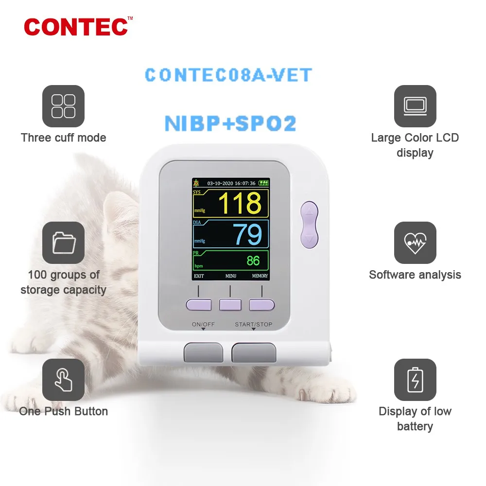 

CONTEC Veterinary Digital Blood Pressure Monitor Tongue Spo2+PR +NIBP CONTEC08A-VET HOT SALE