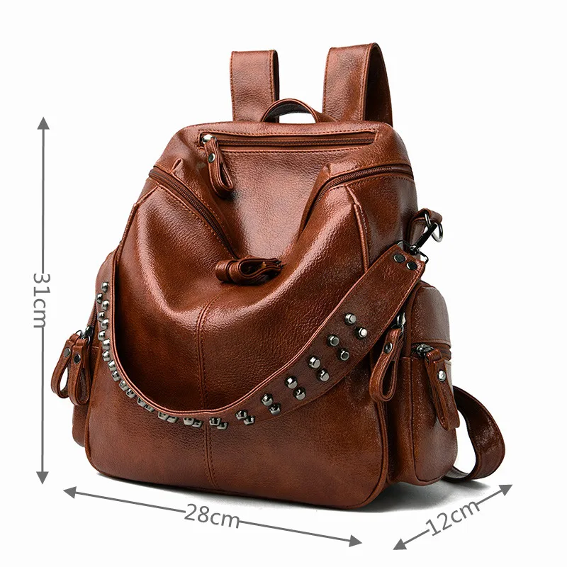 Fashion Women Leather Backpack Travel Female Shoulders School Bag Pretty Style Girls Daypack Shopping Rucksack