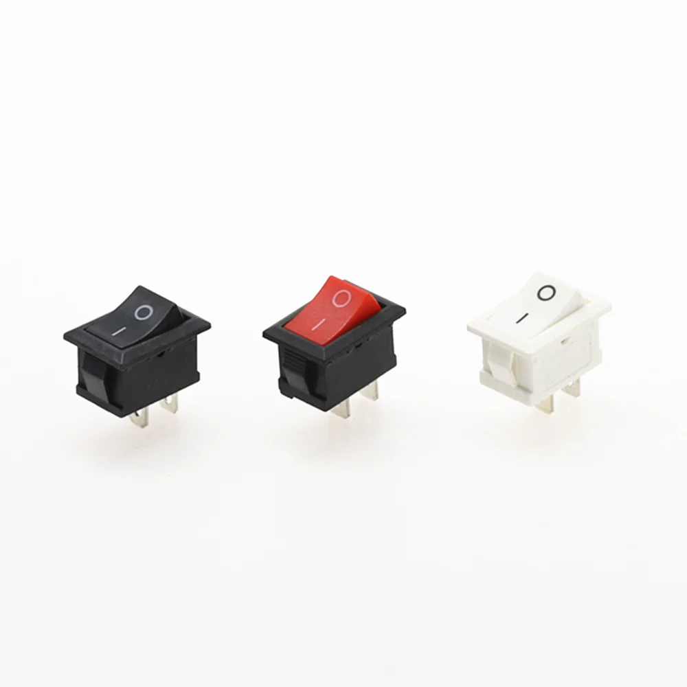 5pcs KCD1 Rocker Switch Push Button Mini Switch 6A-10A 250V KCD1-101 2Pin Snap-in On/Off 21*15MM Black Red White