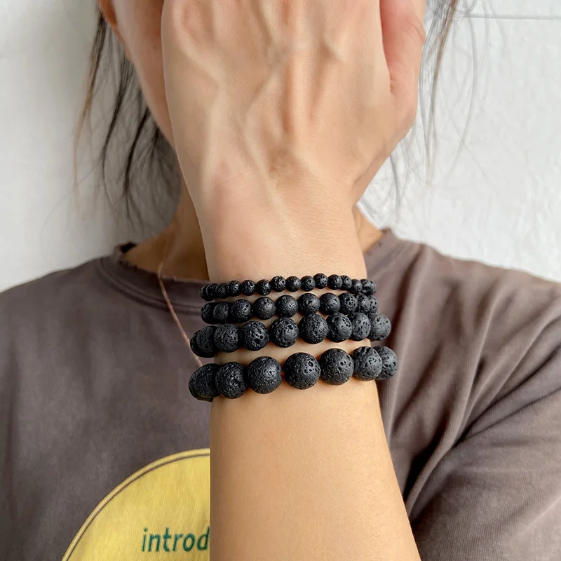 1 Pc Naturstein Armbänder Onyx Achate Runde Perlen Armreifen Für Weibliche Männer Schmuck Reiki Handgemachten Schmuck Yoga Heilung 19 CM – Detail 11