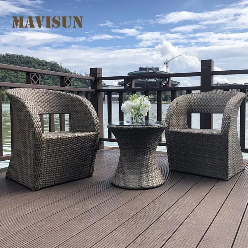 Three-Piece Rattan Chair Set Balcony Small Coffee Table Combination Outdoor Courtyard Terrace Table And Chair For Leisure