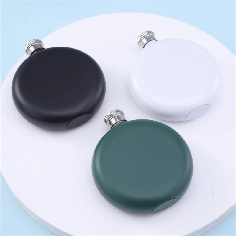 2022 5oz circle Flagon Whiskey Vodka Wine Pot Hip Flask stocking black/green/white  small Alcohol Drinking Bottle outdoor tools