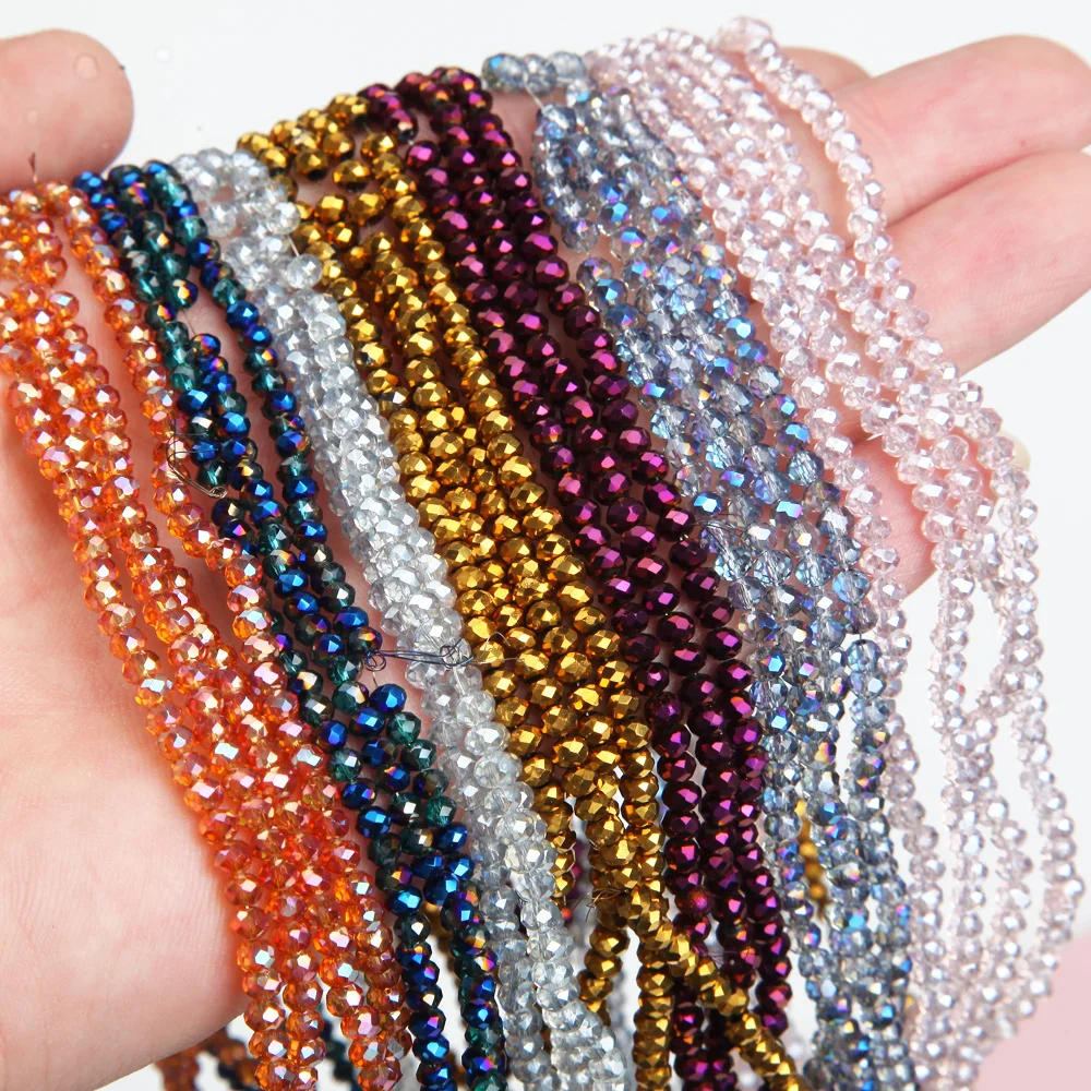 1 Strand 2x3mm Crystal Glass Rondel Beads Faceted AB Color for Jewelry Making Bracelet Supplies Make Crafts DIY Wholesale Beads