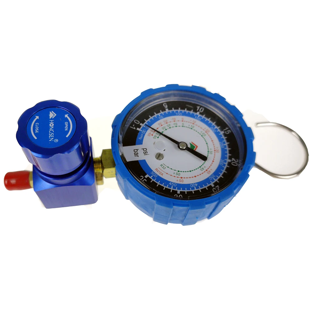 HS-468AL Niedrigen Druck Einzigen Meter Mit Ventil Klimaanlage Dosierung Meter 1-weg Manifold Gauge Für R410a R32 Kälte