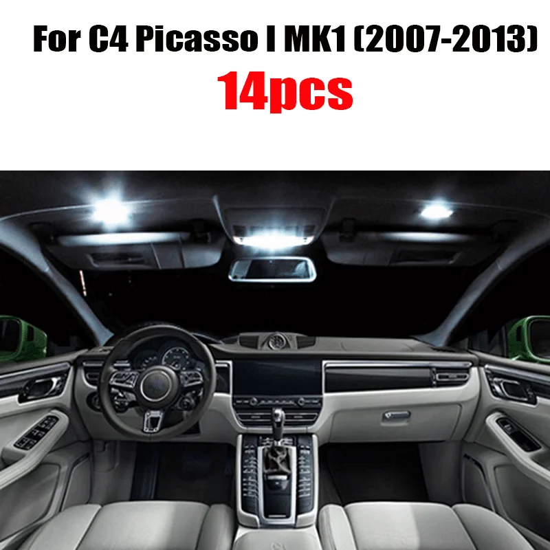 Perfetto Bianco Canbus HA CONDOTTO La Lampadina Interno Della Cupola Mappa Luce Kit Per Citroen Accessori Per C4 Picasso Per C4 Grand Picasso (2007