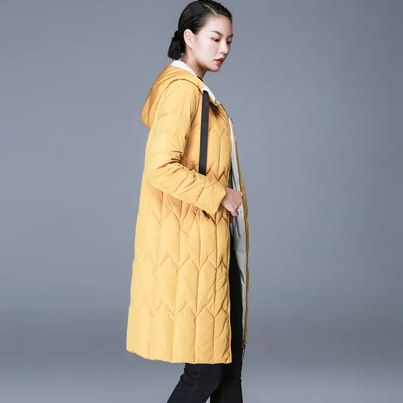 2023 Down Boollili Jacket Woman Hooded Winter Long Coat White Duck Down Light Puffer Jacket Yellow Coats Manteau Femme