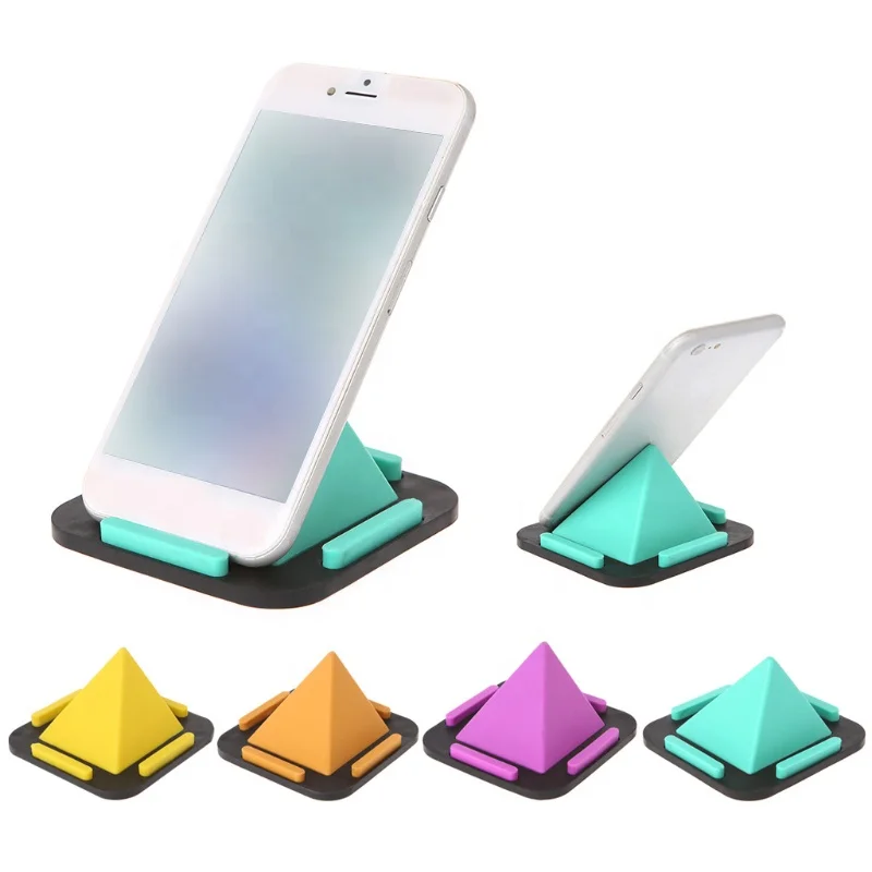 Promotion Pyramid Phone Holder Stand Soft Silicone Non-slip Car Desk Stand Holder for all Smartphone Mobile phone Support Mount