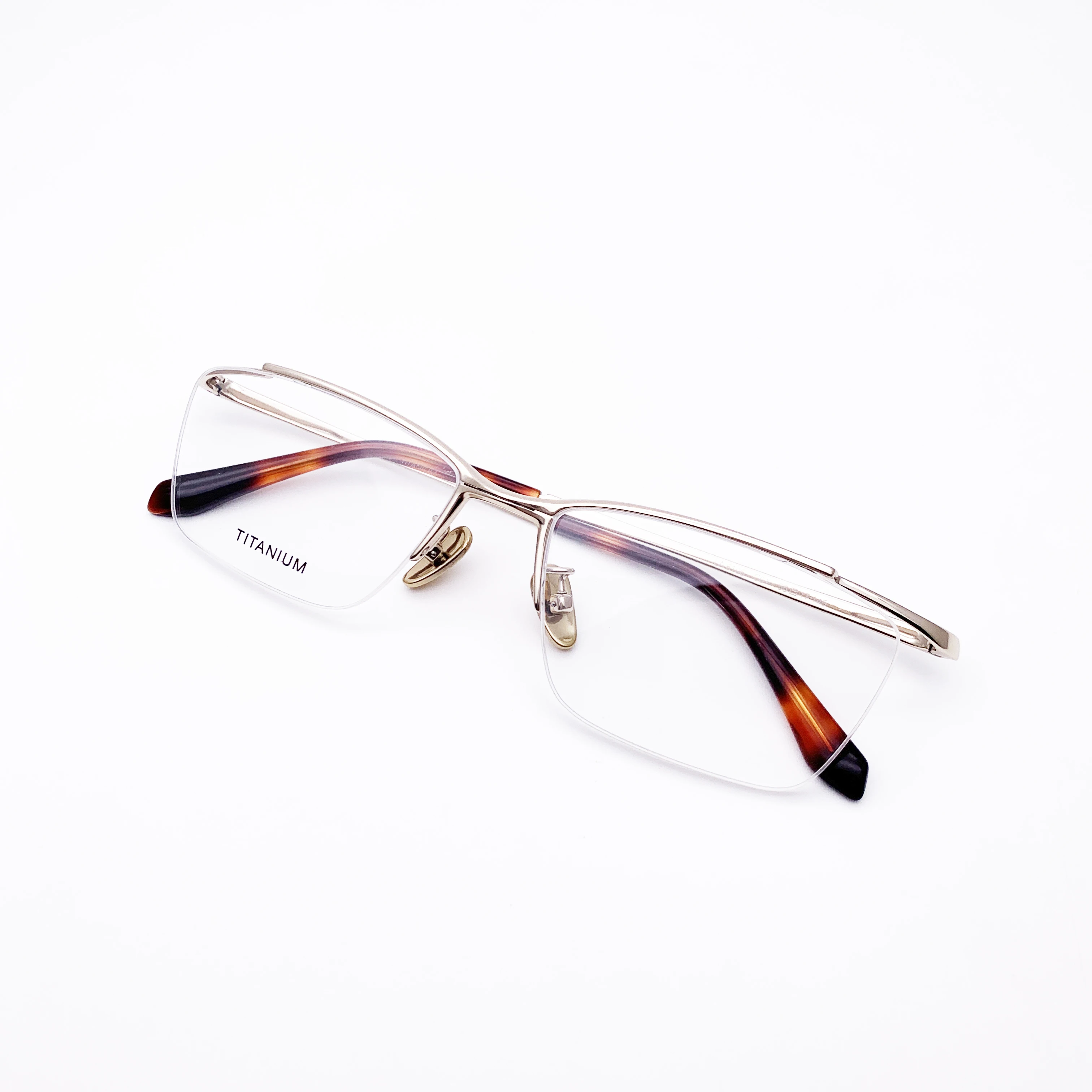 Belight Optical Japan Design Simple Line Pure Titanium Half Rimless Frame Men Prescription Semi Eyeglasses  Eyewear LA6106