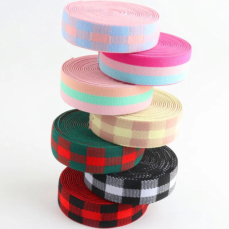 25mm Colorful Printed Gillter Elastic Ribbons Bands Stretchy Tape DIY Headwear Clothing Bag Trousers Sewing Accessories 1yards