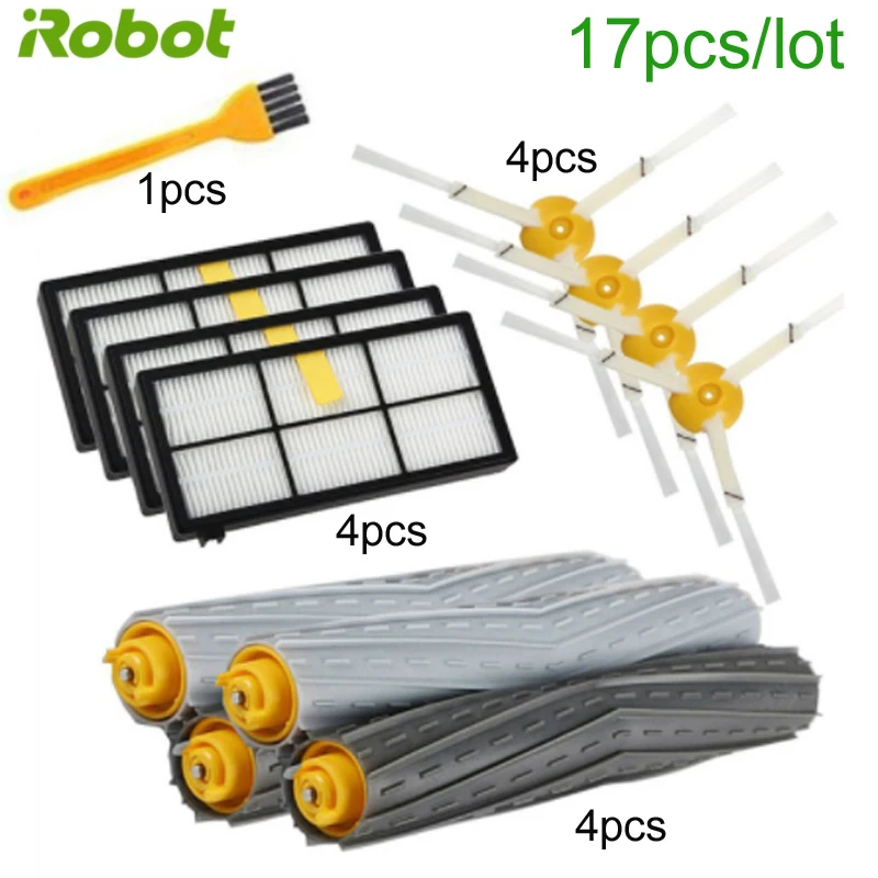 Robot vacuum cleaner hepa filter side brush roller spare parts kit for iRobot Roomba 900 980 960 800 850 860 series parts