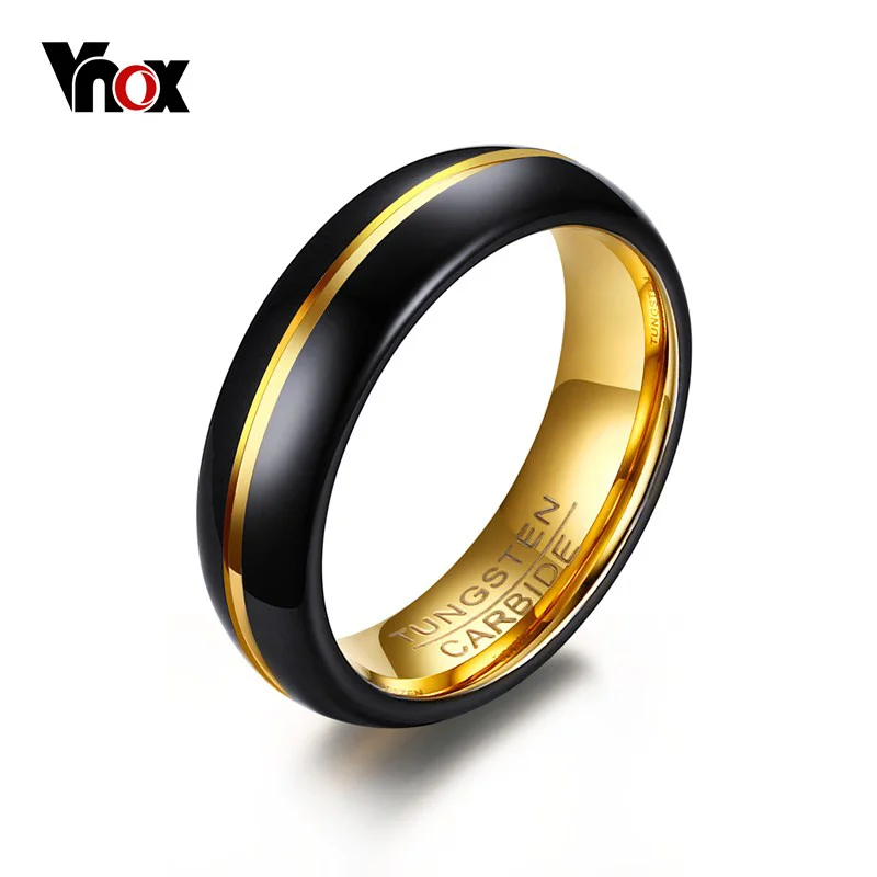 

Vnox Men's Thin Ring 6MM Black Tungsten Carbide Rings for Men Wedding Party Jewelry