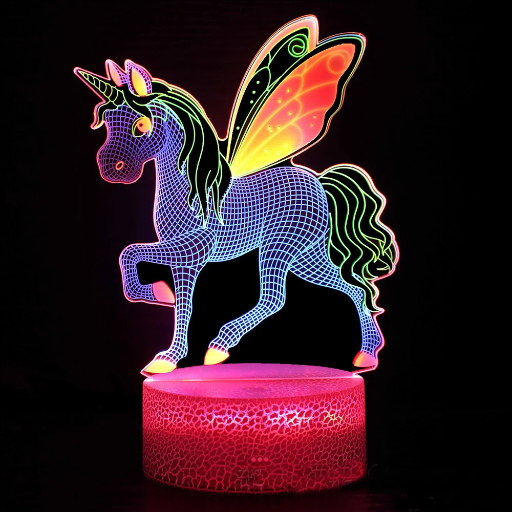 3D Unicorn Illusion Lamp 3D Night Lights 3 Acrylic Plate Touch Control Led Table Lamp Unicorn Gifts for Kids Baby Bedroom Decor