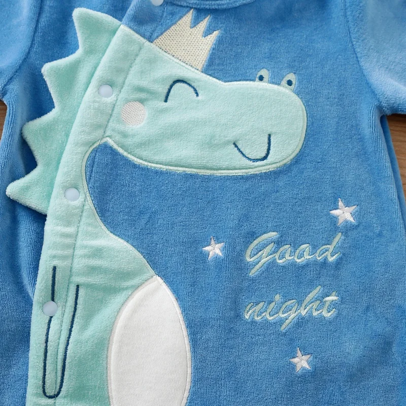 Patpat Winter Baby Boy Kleding 0 Tot 12 Maanden Fleece Jumpsuit Bodysuits Met Dinosaurusprint En Onesies Met Lange Mouwen