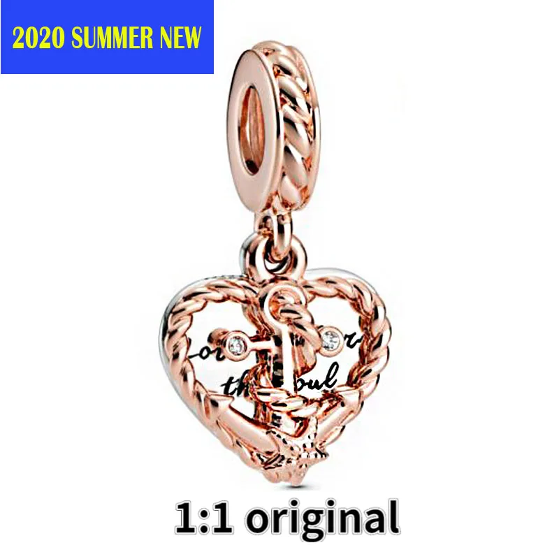 2020 Summer Fashion Silver 925 Beads Rose Gold Submarine Anchor Dangle Charm Fit Original Pandora Bracelets Women DIY Jewelry