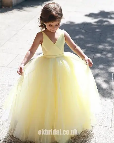 SuperKimJo Cheap Yellow Flower Girl Dresses for Weddings 2021 Cute Tulle Baby Girl Dress Robe De Princesse Fille