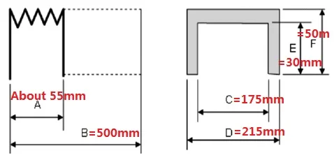 T12 Industrial coated fabric bellows Accordion protective cover,Inside:175mmx30mm, Outside:215mmx50mm,Lmax=500mm