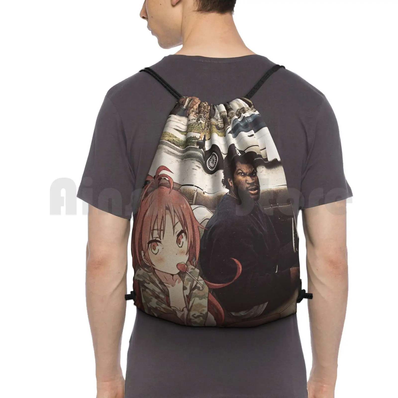 Waifuz N The Hood Feat Kyoko Sakura Backpack Drawstring Bag Riding Climbing Gym Bag Kyoko Sakura Kyoko Sakura Madoka Madoka