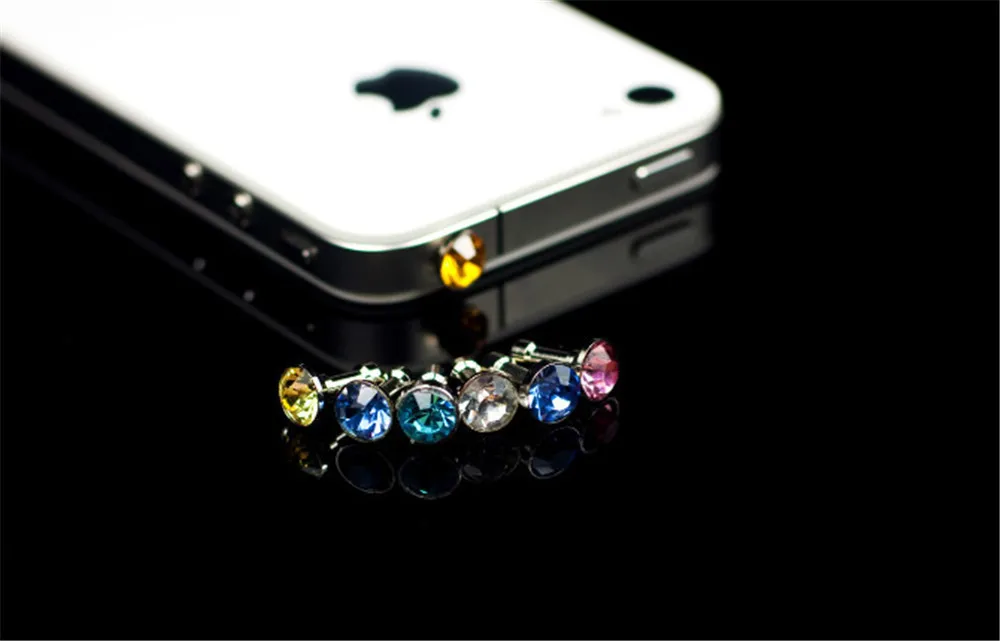 10pcs Bling Diamond Dust Plug Universal 3.5mm Cell Phone Earphone Plug For iPhone 6 5s Samsung HTC Sony Headphone Jack Stopper