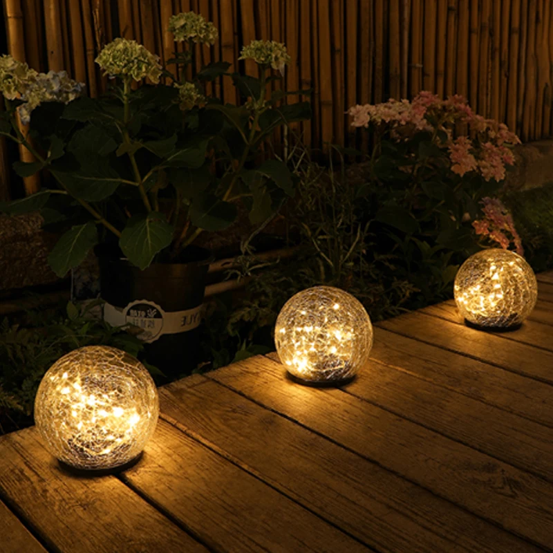 

Solar LED Crystal Ball Solar Lamp Power LED String Fairy Lights Earth Solar Buried lamp Garden Christmas Decor For Outdoor