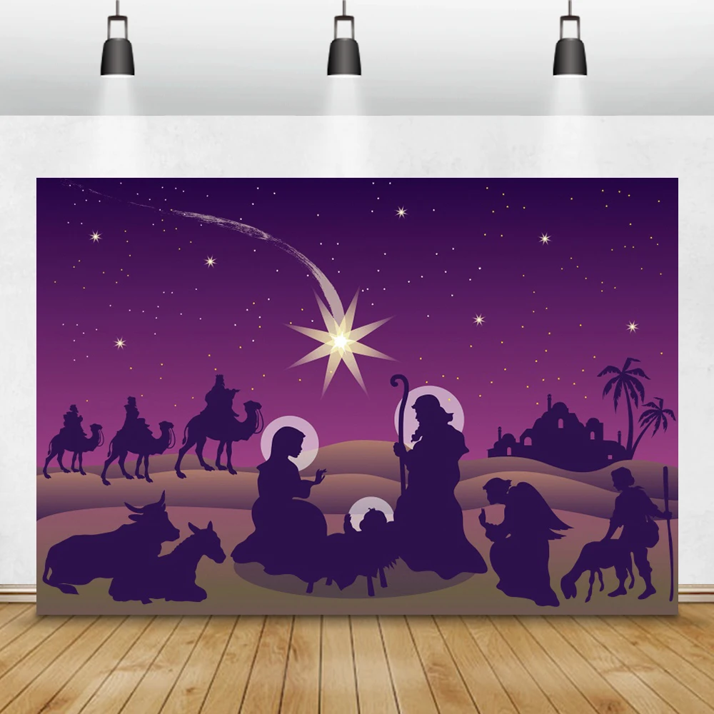 LaeacceฉากการประสูติพระเยซูคลอดฉากหลังNightดาวBeliever Portraitถ่ายภาพพื้นหลังสำหรับHome Studio