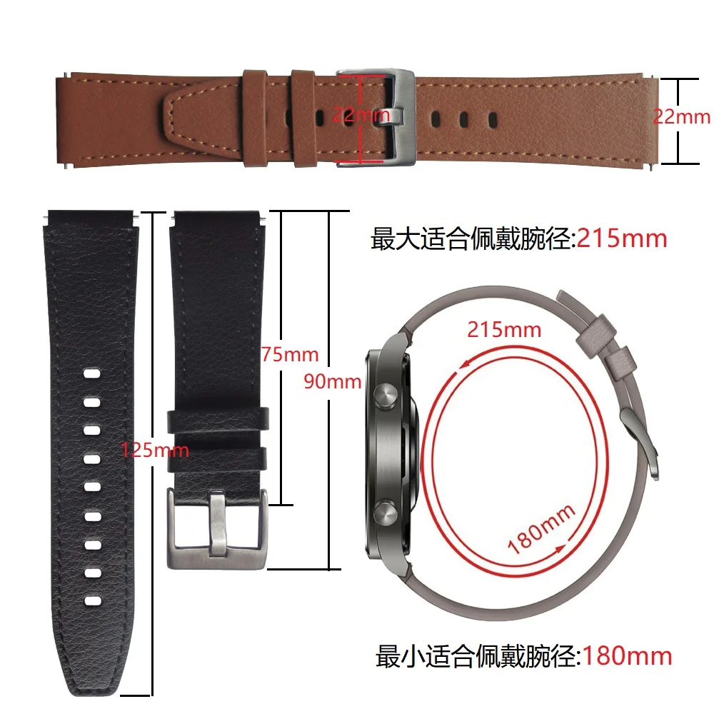 22mm Leather Strap for Huawei Watch GT 2 GT2 Pro Smart Watch Band Replacement Watchband for Huawei Watch GT 3/4 46mm