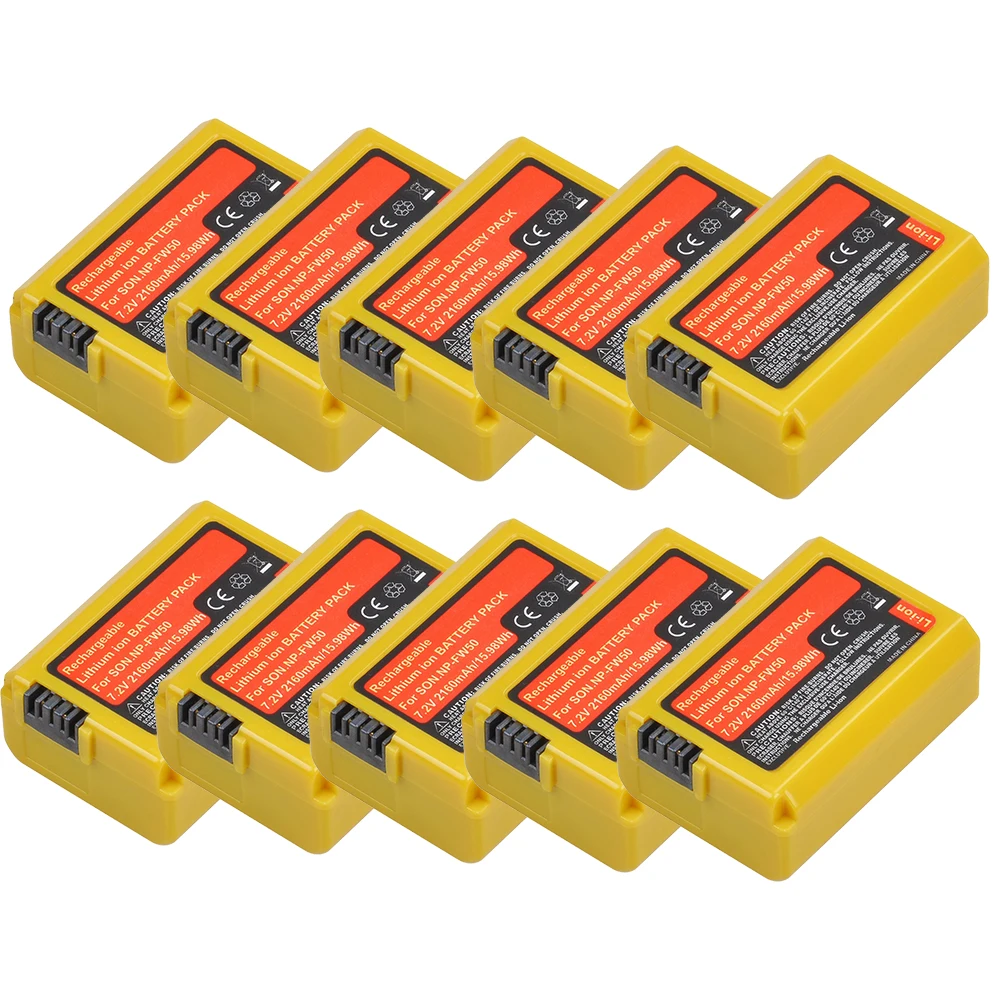 DuraPro 10pcs NP-FW50 NP FW50 NPFW50 Battery Pack for Sony A6000 A6400 A6500 A5000 NEX-3 NEX-7 NEX-5N NEX-F3 NEX-5C Alpha 7R II