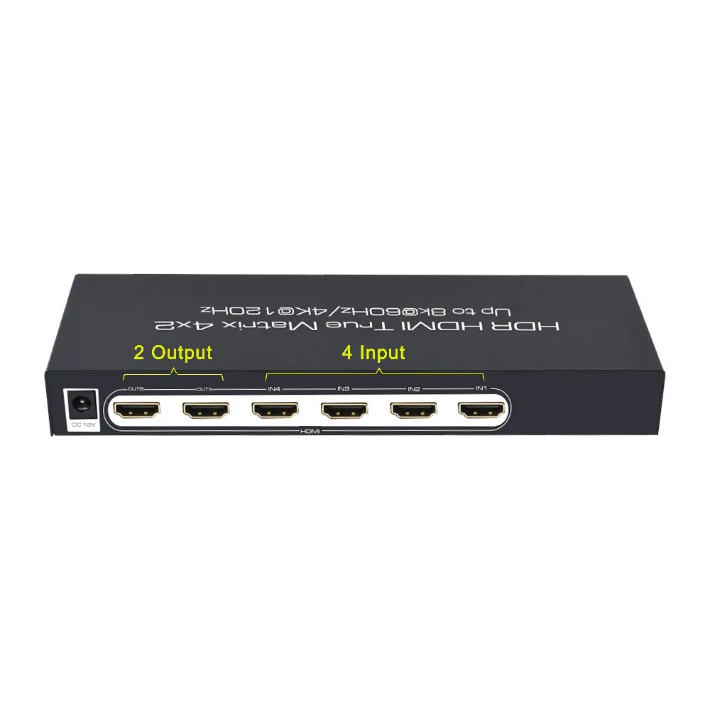 HDMI Matrix Splitter 4 In 2 Out HDR 4K 120Hz 8K 60Hz Dolby Vision Atmos Remote control HDMI Schalter Selector Box für PS5 XBOX TV