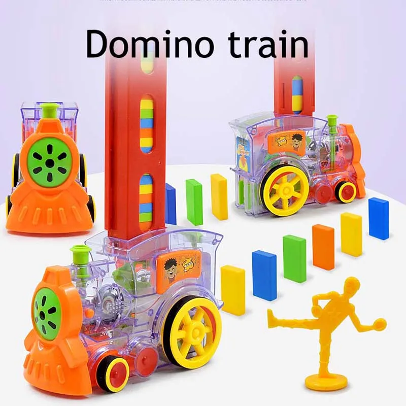 Set Cartoon Rally Train Engine Shaped Toy Set Game Building Blocks Car for Children Christmas Gift Domino Building Block Game