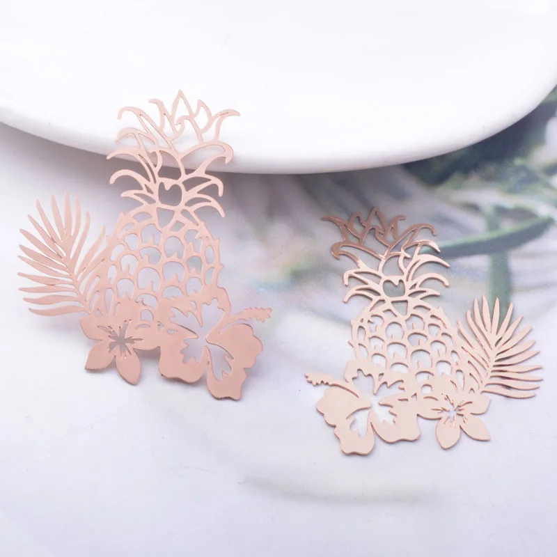 30 Stück AB6742 41*35mm Messing-Laserschnitt Hibiskus-Anhänger Ananas-Anhänger DIY Schmuck Ohrring-Herstellung – Detail 7